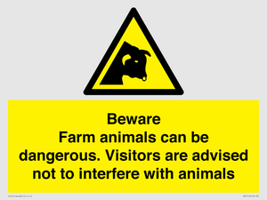 Beware Farm animals can be dangerous. Visitors are advised not to interfere with animals